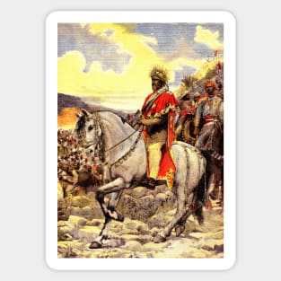 Menelik II of Ethiopia, Battle of Adwa, illustration (C036/6546) Sticker